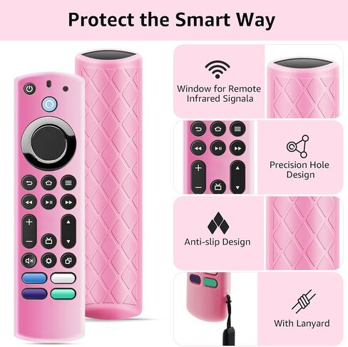 حافظة OneBom (3 قطع) من السيليكون تتوهج في الظلام لسلسلة Firetv 4K Max (2nd)/Insignia/Pioneer/Omni (QLED) مع حبل قصير، خفيفة الوزن مضادة للانزلاق ومضادة للصدمات (أزرق متوهج وأخضر متوهج وأرجواني متوهج) in Kuwait