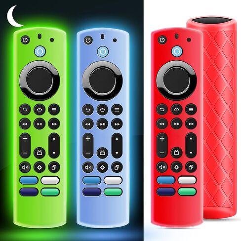 OneBom (3Pcs) Silicone Remote Case Glow in The Dark for Firetv 4K Max (2nd)/Insignia/Pioneer/Omni (QLED) Series with Lanyard, Lightweight Anti-Slip Shockproof(Glow Blue&Glow Green&Glow Purple) in Saudi Arabia