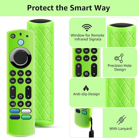 OneBom (3Pcs) Silicone Remote Case Glow in The Dark for Firetv 4K Max (2nd)/Insignia/Pioneer/Omni (QLED) Series with Lanyard, Lightweight Anti-Slip Shockproof(Glow Blue&Glow Green&Glow Purple) in Saudi Arabia