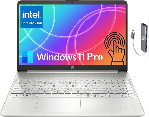 كمبيوتر محمول HP 15 (شاشة لمس عالية الدقة مقاس 15.6 بوصة، Intel Core i3-1215U (> i5-1235U)، ذاكرة وصول عشوائي سعتها 16 جيجابايت، محرك أقراص SSD سعة 512 جيجابايت) للمنزل والأعمال، عمر بطارية 11 ساعة، Numpad، كاميرا ويب، Wi-Fi، IST Hub، Win 11 وضع Home S مع in Saudi Arabia