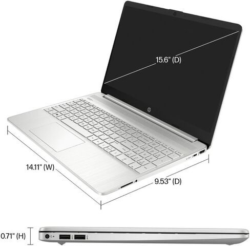 كمبيوتر محمول HP 15 (شاشة لمس عالية الدقة مقاس 15.6 بوصة، Intel Core i3-1215U (> i5-1235U)، ذاكرة وصول عشوائي سعتها 16 جيجابايت، محرك أقراص SSD سعة 512 جيجابايت) للمنزل والأعمال، عمر بطارية 11 ساعة، Numpad، كاميرا ويب، Wi-Fi، IST Hub، Win 11 وضع Home S مع in Saudi Arabia
