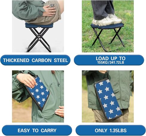 Collapsible Chair Portable Folding Stool with Carry Bag, 1.35Lbs Small Foldable Adults Camp Seat for Travel/Camping/Hiking/Fishing/Picnic/Barbecue in Saudi Arabia