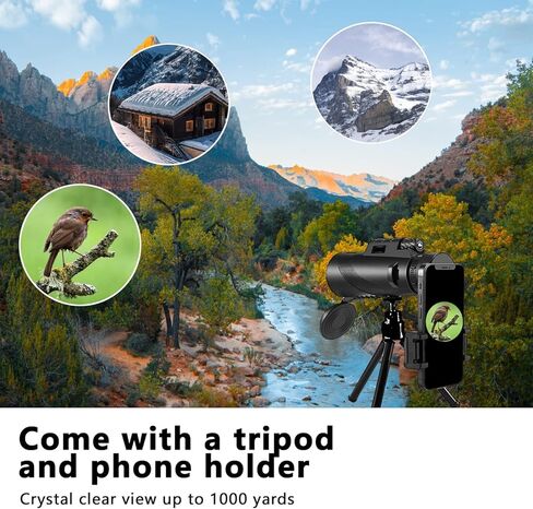 PhysioPhyx 80x100 Monocular-Telescope High Powered Monocular for Adults Monocular for Smartphone Adapter, Hunting Wildlife Bird Watching Travel Camping Hiking in Kuwait