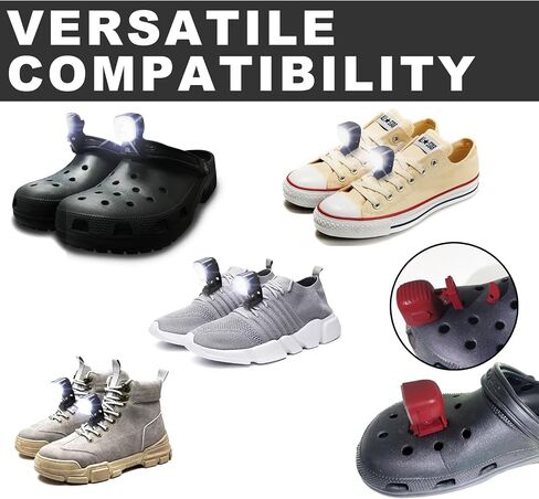 Croc Lights for Shoes 2pcs, Rechargeable Headlights Camping Headlamp Accessories Charms for Crocs Kids Boys Adults Men Women, Flashlights/Lighting for Hiking, Red in Saudi Arabia