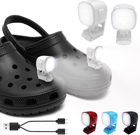 Croc Lights for Shoes 2pcs, Rechargeable Headlights Camping Headlamp Accessories Charms for Crocs Kids Boys Adults Men Women, Flashlights/Lighting for Hiking, Red in Saudi Arabia