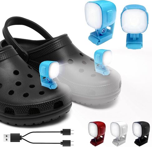 Croc Lights for Shoes 2pcs, Rechargeable Headlights Camping Headlamp Accessories Charms for Crocs Kids Boys Adults Men Women, Flashlights/Lighting for Hiking, Red in Saudi Arabia