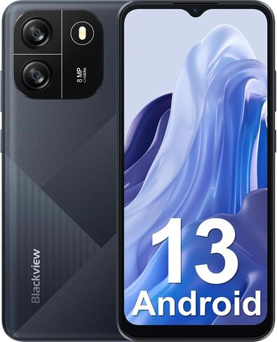 Blackview Wave 6C Unlocked Android Phones, Android 13 Smartphones, 6.52" HD+, 5100mAh 10W Fast, Octa-Core 4GB+32GB/SD 1TB Smart Phone, 8MP+5MP, 3 Card Slots, Face ID Unlock Phone, 4G Dual SIM Phone in Saudi Arabia