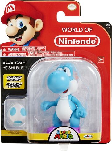 World of Nintendo Light Blue Yoshi with Egg Action Figure, 4" in Saudi Arabia