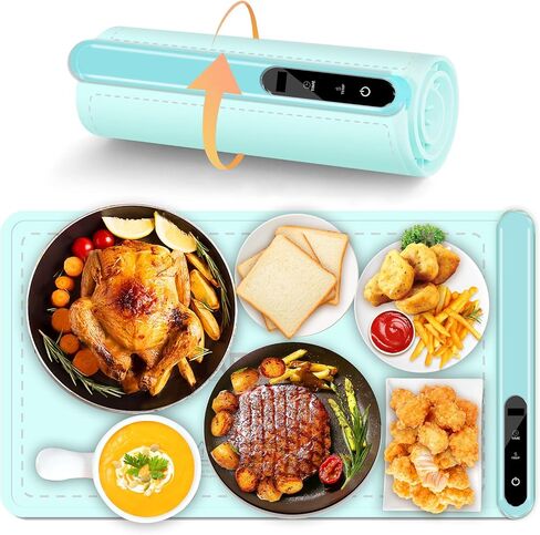Silicone Electric Food Warmer Mat: Upgrade Temp Master Adjustable Warming Tray Foldable Heating Hot Plate Party Buffet Server Pad - Rose Quartz in Saudi Arabia