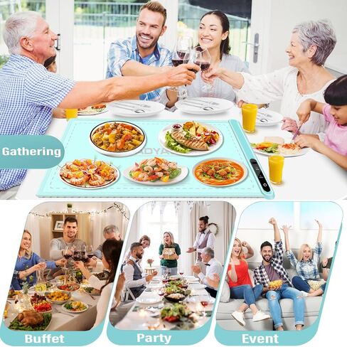 Silicone Electric Food Warmer Mat: Upgrade Temp Master Adjustable Warming Tray Foldable Heating Hot Plate Party Buffet Server Pad - Rose Quartz in Saudi Arabia