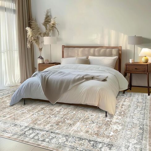 سجاد منطقة QD-Udreamy مقاس 5 × 7 - سجاد قابل للغسل في الغسالة لغرفة المعيشة، سجادة منطقة بظهر مانع للانزلاق، سجادة ميدالية عتيقة مقاومة للبقع لغرفة النوم، سجاد بوهو رفيع للغاية لمساحة كبيرة لديكور المنزل in Saudi Arabia