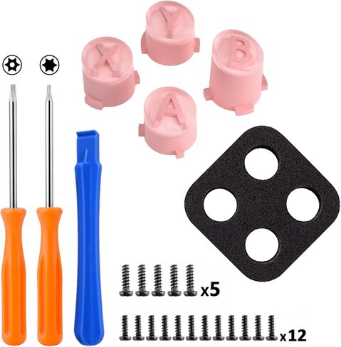 eXtremeRate ABXY Buttons for Xbox Core Wireless Controller, Two-Tone Carmine Pale Red & Clear Classic Symbols Action Buttons Replacement Prats for Xbox One S/X, Elite Series 2 Core & 1 Controller in Saudi Arabia