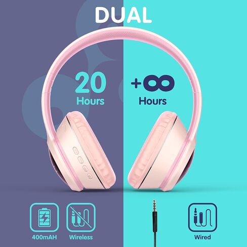 FFZ Kids Headphones Wireless, K21 Colorful LED Lights Kids Bluetooth Headphones-V5.0, with Built-in Microphone, Foldable Headset & Soft Earpads for School Car Airplane Ipad (Blue) in Saudi Arabia