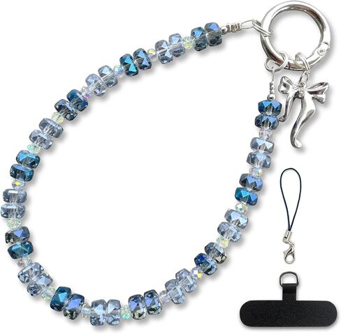 Crystal Cell Phone Wrist Strap Phone Charm Beaded phone Lanyard Hands-Free Wristlet Bracelet Wrist Grip Strap for Women in Saudi Arabia