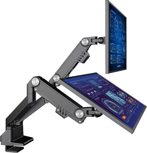AVLT Dual 17"-35" Monitor Arm Desk Mount fits Two Flat/Curved Monitor Full Motion Height Swivel Tilt Rotation Adjustable Monitor Arm - VESA/C-Clamp/Grommet/Cable Management in Saudi Arabia