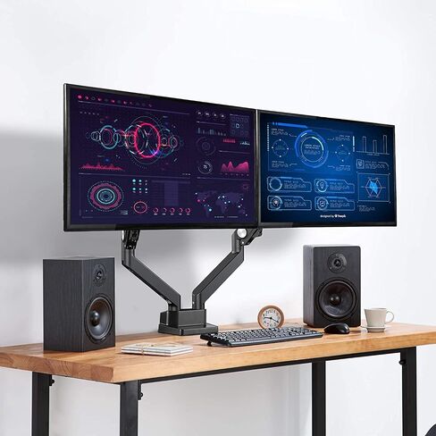 AVLT Dual 17"-35" Monitor Arm Desk Mount fits Two Flat/Curved Monitor Full Motion Height Swivel Tilt Rotation Adjustable Monitor Arm - VESA/C-Clamp/Grommet/Cable Management in Saudi Arabia