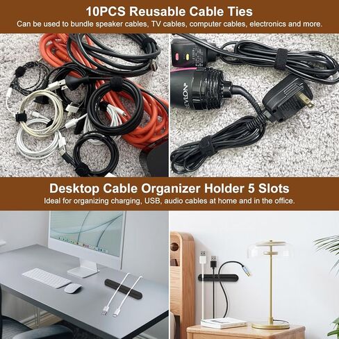 صندوق إدارة الكابلات مع 10 روابط للكابلات، صندوق منظم لإخفاء السلك مع غطاء لمحور USB للكمبيوتر والتلفزيون لإخفاء شرائط الطاقة والأسلاك - 12.6 بوصة طول * 4.7 بوصة عرض، أبيض in Saudi Arabia