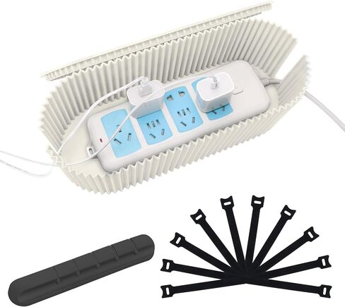 صندوق إدارة الكابلات مع 10 روابط للكابلات، صندوق منظم لإخفاء السلك مع غطاء لمحور USB للكمبيوتر والتلفزيون لإخفاء شرائط الطاقة والأسلاك - 12.6 بوصة طول * 4.7 بوصة عرض، أبيض in Saudi Arabia