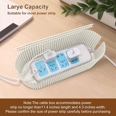 صندوق إدارة الكابلات مع 10 روابط للكابلات، صندوق منظم لإخفاء السلك مع غطاء لمحور USB للكمبيوتر والتلفزيون لإخفاء شرائط الطاقة والأسلاك - 12.6 بوصة طول * 4.7 بوصة عرض، أبيض in Saudi Arabia