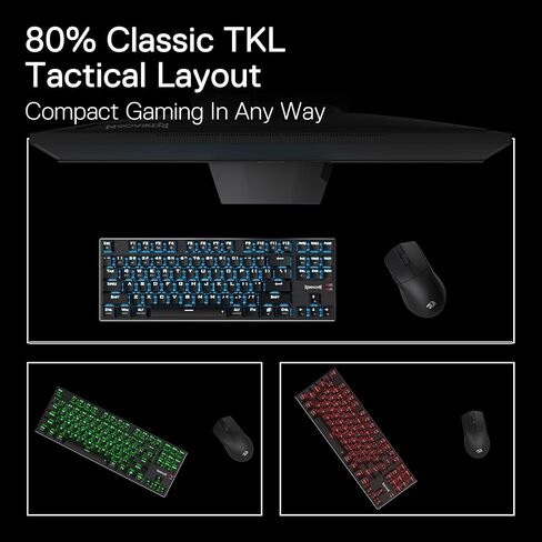 Redragon K660RGB-PRO (K556 TKL) Wireless Gaming Keyboard, 80% 87 Keys BT/2.4Ghz Tri-Mode Aluminum Mechanical Keyboard w/Mac Function Keys, Hot-Swap Sockets & Noise Absorbing Form, Red Switch in Kuwait