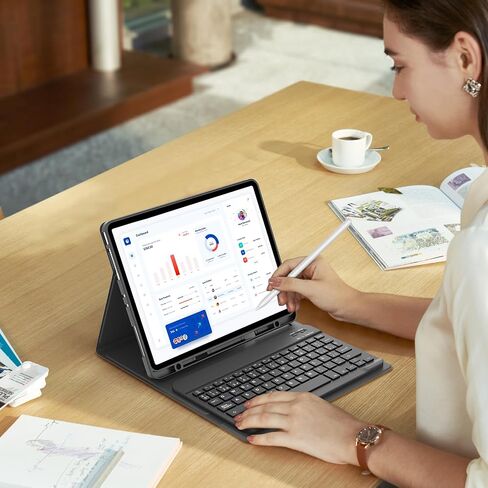 SENGBIRCH - Teclado Bluetooth en Español (Incluye Ñ) لـ iOS، iPad Pro 11، iPad 7a، 8a، 9a، 10a Genaración، iPad Air، Mac، Tabletas Android Samsung Galaxy، Lenovo (Negro) in Saudi Arabia