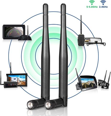 Bingfu Dual Band WiFi 2.4GHz 5GHz 5.8GHz Replacement Antenna for Furrion Back Up RV Rear View Backup Camera Truck Tractor Trailer Pickup SUV Vehicle Trail Reverse Monitor Camera Mimo Antennas (2 Pack) in Saudi Arabia