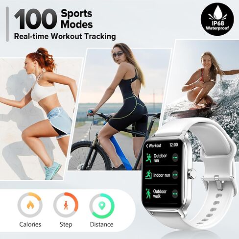 ساعات ذكية للرجال/النساء، ساعة أليكسا لتتبع اللياقة البدنية مدمجة مقاس 1.8 بوصة مع مكالمات بلوتوث، مقاومة للماء IP68، معدل ضربات القلب/النوم/SpO2/مراقب الضغط، 110 أوضاع رياضية متوافقة مع هواتف Android وiOS in Kuwait