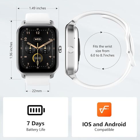 ساعات ذكية للرجال/النساء، ساعة أليكسا لتتبع اللياقة البدنية مدمجة مقاس 1.8 بوصة مع مكالمات بلوتوث، مقاومة للماء IP68، معدل ضربات القلب/النوم/SpO2/مراقب الضغط، 110 أوضاع رياضية متوافقة مع هواتف Android وiOS in Kuwait