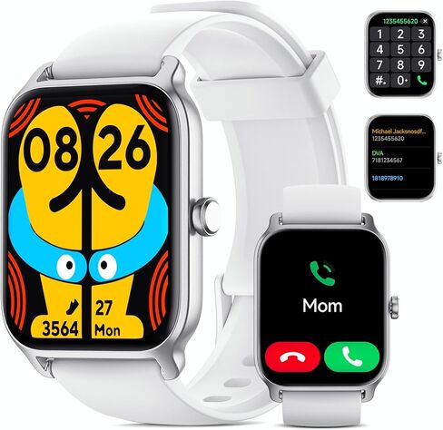 ساعات ذكية للرجال/النساء، ساعة أليكسا لتتبع اللياقة البدنية مدمجة مقاس 1.8 بوصة مع مكالمات بلوتوث، مقاومة للماء IP68، معدل ضربات القلب/النوم/SpO2/مراقب الضغط، 110 أوضاع رياضية متوافقة مع هواتف Android وiOS in Kuwait