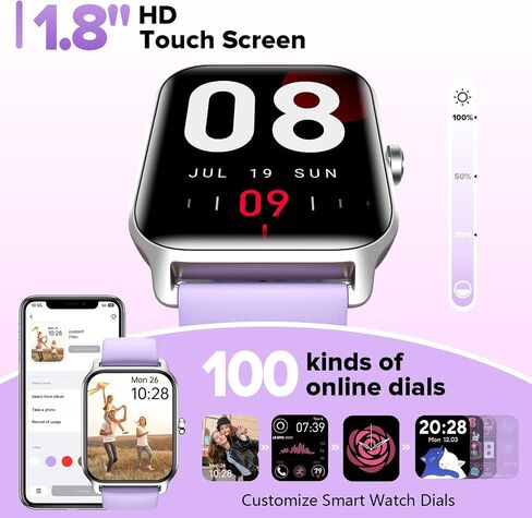 Smart Watches for Men/Women, 1.8'' Alexa Built-in Fitness Tracker Watch with Bluetooth Calls, IP68 Waterproof, Heart Rate/Sleep/SpO2/Stress Monitor, 110 Sport Modes Compatible Android & iOS Phones in Saudi Arabia
