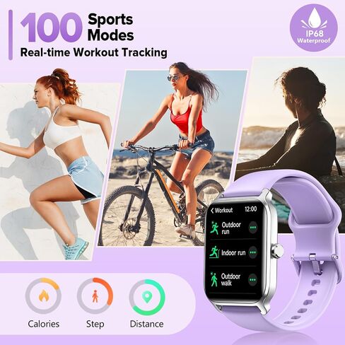 Smart Watches for Men/Women, 1.8'' Alexa Built-in Fitness Tracker Watch with Bluetooth Calls, IP68 Waterproof, Heart Rate/Sleep/SpO2/Stress Monitor, 110 Sport Modes Compatible Android & iOS Phones in Saudi Arabia
