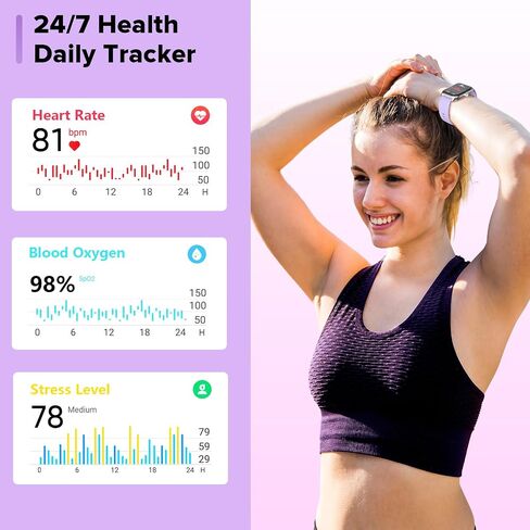 Smart Watches for Men/Women, 1.8'' Alexa Built-in Fitness Tracker Watch with Bluetooth Calls, IP68 Waterproof, Heart Rate/Sleep/SpO2/Stress Monitor, 110 Sport Modes Compatible Android & iOS Phones in Saudi Arabia
