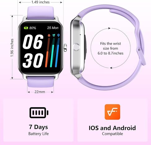 Smart Watches for Men/Women, 1.8'' Alexa Built-in Fitness Tracker Watch with Bluetooth Calls, IP68 Waterproof, Heart Rate/Sleep/SpO2/Stress Monitor, 110 Sport Modes Compatible Android & iOS Phones in Saudi Arabia
