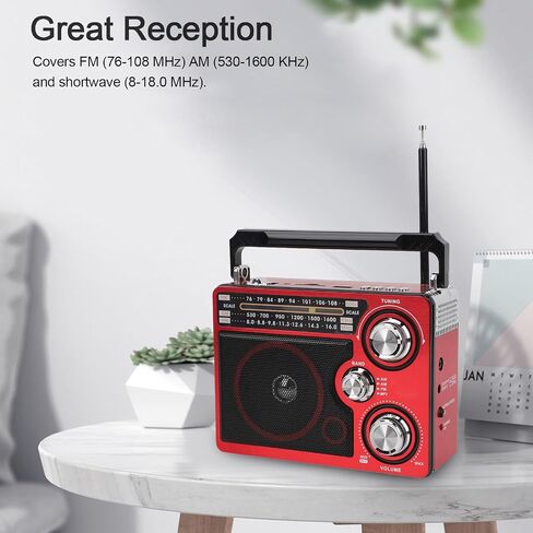 Full Band Portable Shortwave Radio, AM FM SW LW World Band Radio DSP Good Reception Radio, Shortwave Radio with Best Reception, Long Telescopic Antenna for Home Kitchen Outdoor in Saudi Arabia