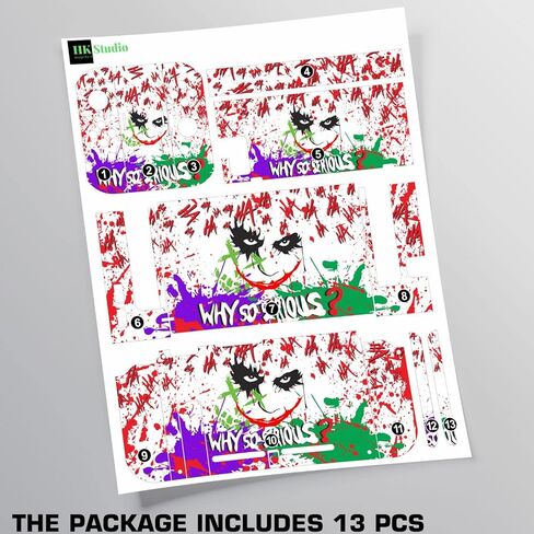 أغلفة تبديل وحدة التحكم في الألعاب من HK Studio - ملصقات تبديل وحدة التحكم في ألعاب المهرج الفنية بدون فقاعات، مقاومة للماء - غطاء تغليف لوحدة التحكم في الألعاب - بما في ذلك الجلد لأدوات Joy-Cons، وقاعدة الإرساء، والمقبض ووحدة التحكم in Kuwait