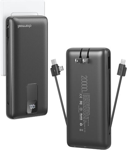 Charmast Portable Charger with Built-in Cables and Wall Plug, 20000mAh 20W USB C Power Bank Fast Charging Battery Pack Compatible with iPhone iPhone 16/15/14/13 Series, Samsung Google iPad etc in Saudi Arabia