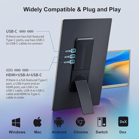 15.6" Triple Laptop Screen Extender, FHD 1080P IPS Laptop Monitor Extender, Detachable Screen Travel Monitor Laptops with Speakers, Plug&Play, Compatible with Mac/Android/Win in Saudi Arabia