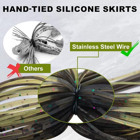 Tungsten Swim Jigs for Bass Fishing,3/8oz Bass Jigs with Weed Guard,Tungsten Jig Head Bass Fishing Jigs,Silicone Skirts Flipping Jigs, Weedless Swim Jig Fishing Lure for Trout, Pike, Walleye in Saudi Arabia