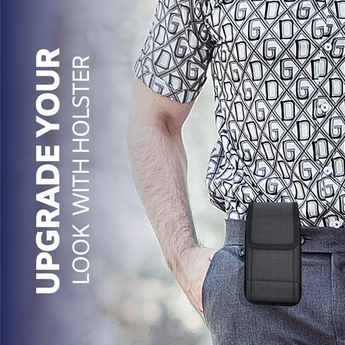 Cell Phone Holster for Samsung Galaxy S23+ Plus S22+ S21+ S20+ 10+, S20 FE, A55 A54 A53 A52 A51 Case with Belt Clip Belt Holder Pouch Carrying Cover (Fits Plus Models with Case on) Black Nylon in Saudi Arabia