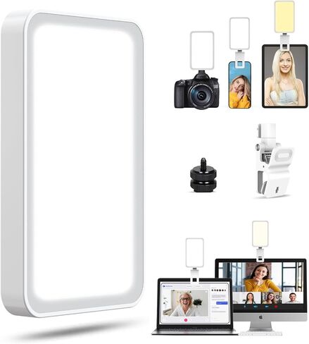مصباح سيلفي LED من MACTREM لهاتف iPhone/الكمبيوتر/الكاميرا، مشبك إضاءة للهاتف، 3 أوضاع إضاءة قابلة للتعديل لدرجة حرارة اللون لإضاءة الهاتف لصور السيلفي ومؤتمرات التكبير والفيديو والمكياج والبث المباشر in Kuwait