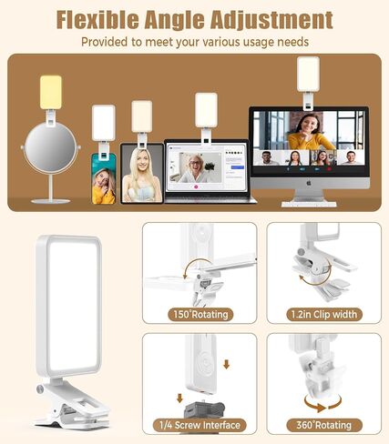 مصباح سيلفي LED من MACTREM لهاتف iPhone/الكمبيوتر/الكاميرا، مشبك إضاءة للهاتف، 3 أوضاع إضاءة قابلة للتعديل لدرجة حرارة اللون لإضاءة الهاتف لصور السيلفي ومؤتمرات التكبير والفيديو والمكياج والبث المباشر in Kuwait