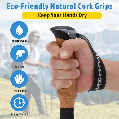 TOMSHOO 2pc Hiking Poles Trekking Poles Collapsible, Ultralight Folding Hiking Stick with Quick Lock System Walking Sticks for Women Men Balance with Extra-Long Foam Handle and Flip Lock in Saudi Arabia