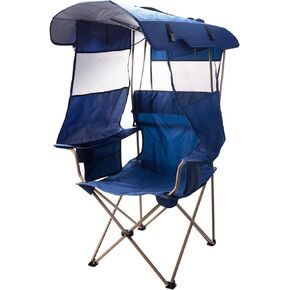 Camping Chair with Canopy Shade - Beach Chair with UPF 50+ Sun Shade, Cup Holder, Side Pocket, Portable Folding Soccer Chair for Adults Fishing Camp Lawn Outdoor Sports, Support 330 LBS, Blue