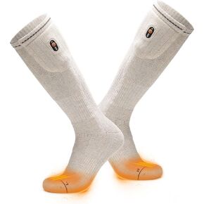 [All-New] ORORO Heated Socks with Toe and Sole Heating, Wool-Blend Electric Heated Socks with Battery (Charger Not Included) (Beige, M)