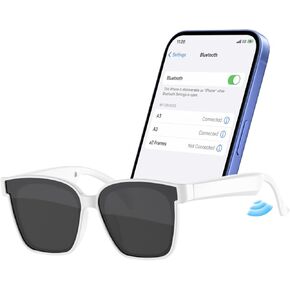 Smart Glasses, Bluetooth Sunglasses for Men& Women, Open-Ear Audio, Built-in Speaker and Mic, Polarized Lenses, Voice Assistant Compatible (Leopard Print)