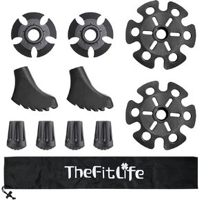 TheFitLife Trekking Poles Accessories Set - Rubber Replacement Pole Tip Protectors Fit Most Standard Hiking, Walking Poles with 11mm Hold Diameter (Black Set.2)