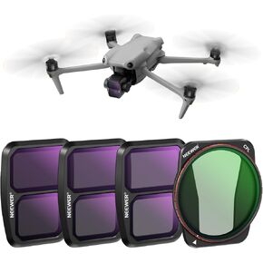 NEEWER ND & Effect Filter Set Compatible with DJI Air 3, 10 Pack Snap On HD ND8/ND16/ND32/ND64/ND128/ND256 Neutral Density/CPL Polarizing/Light Pollution Reduction/8x Star/Blue Streak Anamorphic
