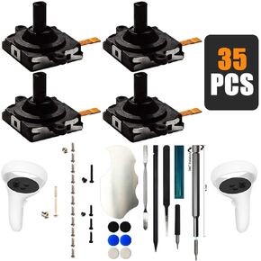 4 Pack Joystick Replacement for Oculus Quest 2 Controller Thumb Stick Replacement for Meta Quest 2 Left/Right Joystick Analog with Screws,Thumbstick Caps,Tools