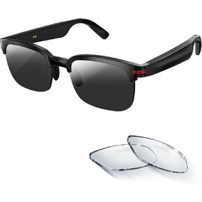 Smart Bluetooth Sunglasses Wireless Calling Glasses for Music and Calling Audio Sunglasses with Speaker Microphone Touch Control with Replacement UV Resistant Lenses