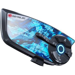 gearelec Motorcycle Bluetooth Intercom - V5.2 BT &【Cool Graffiti Panel】,4 Riders 1500M Motorcycle Helmet Intercom with Music Sharing, Motorcycle Helmet Bluetooth-HiFi Sound & Noise Reduction，IP65 Blue